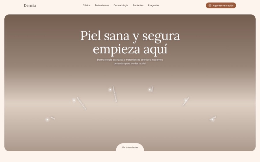 Plantilla Clínica Estética: dermatología en crema y café suave