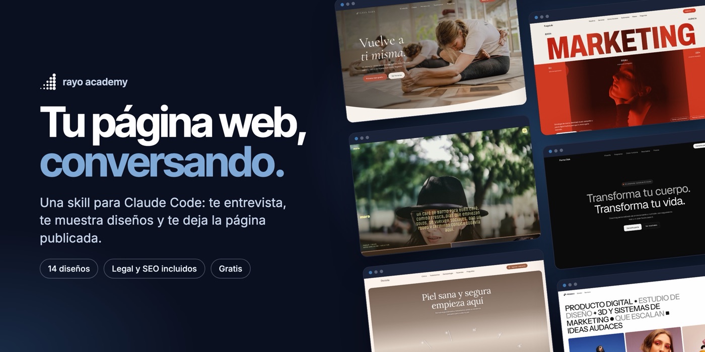 Tu página web, conversando: una skill para Claude Code con 14 diseños, legal y SEO incluidos